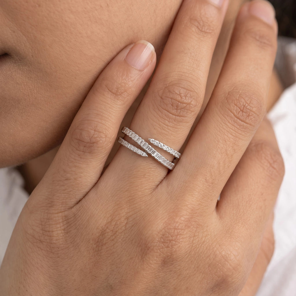 Silver Triple Wrap Baguette Coil Ring