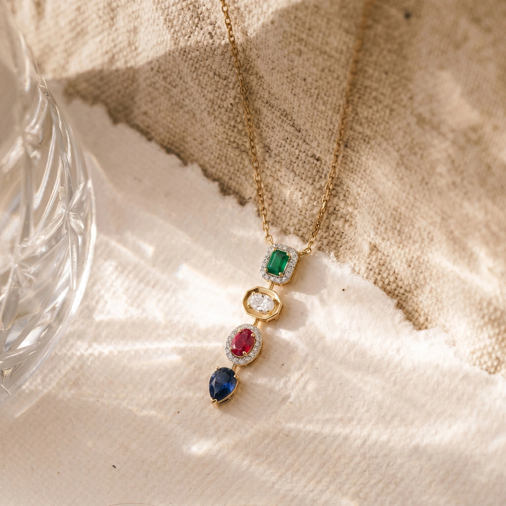 Gold Mosaic Drop Pendant