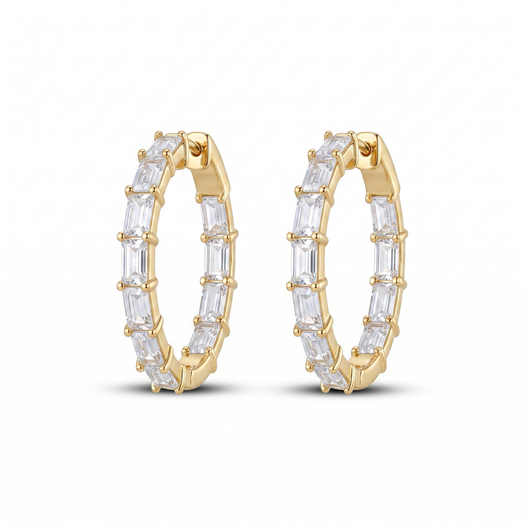 Gold Baguette Hoop Earrings