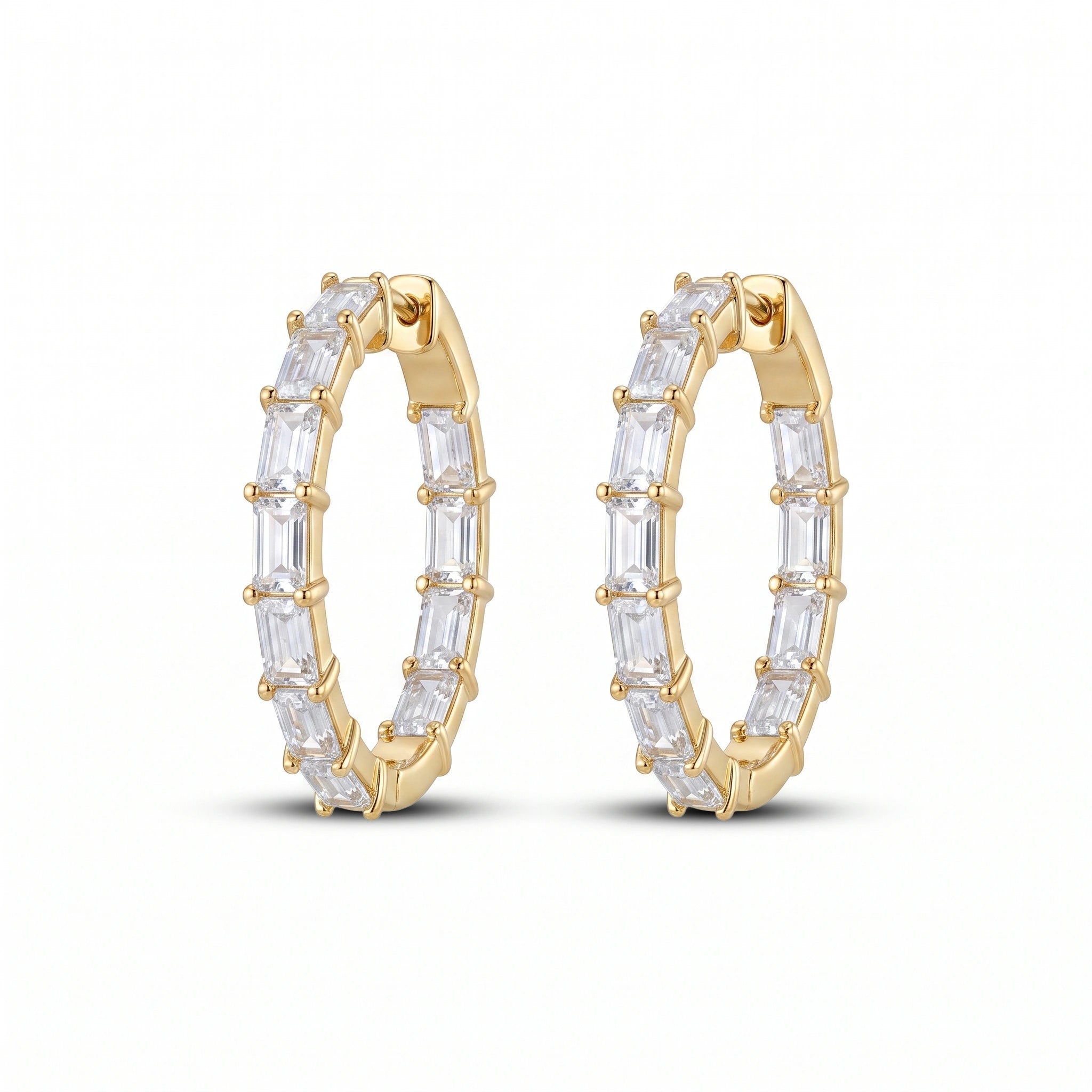Gold Baguette Hoop Earrings