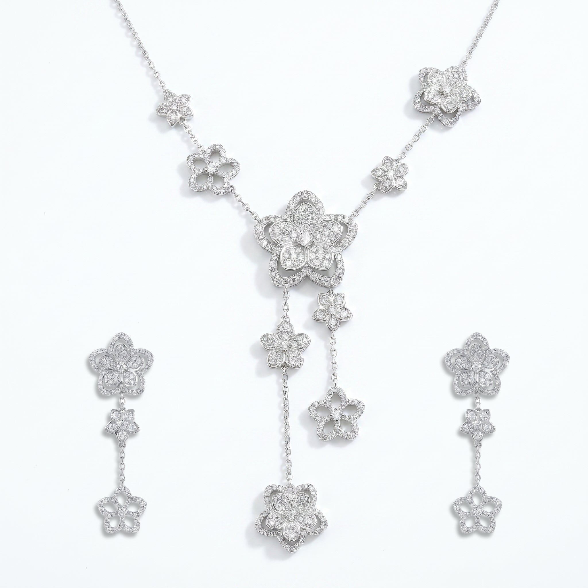 Silver Floral Cascade Set