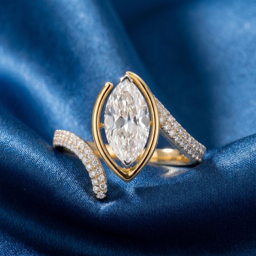 Gold Marquise Glow Open Ring