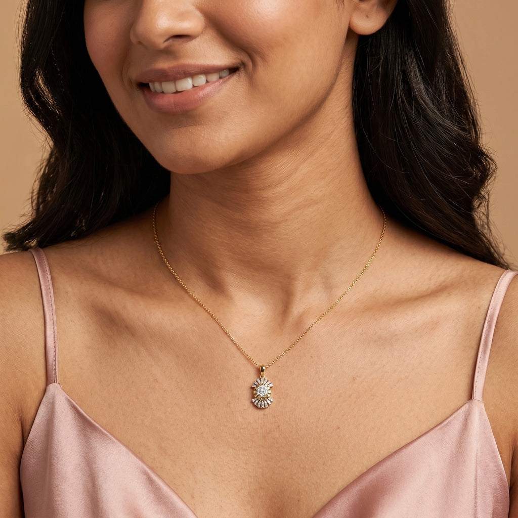 Gold Sunburst Cluster Pendant