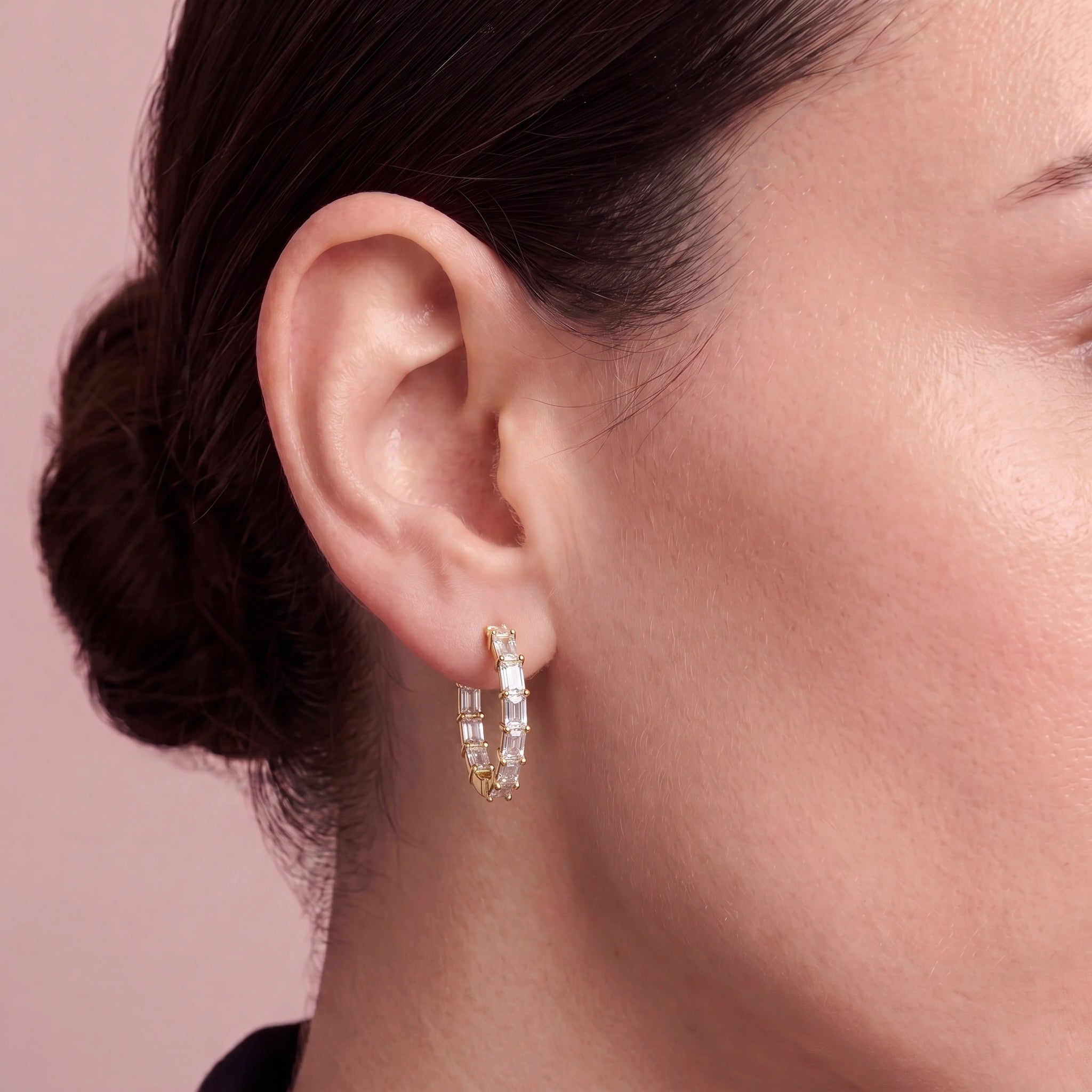 Gold Baguette Hoop Earrings