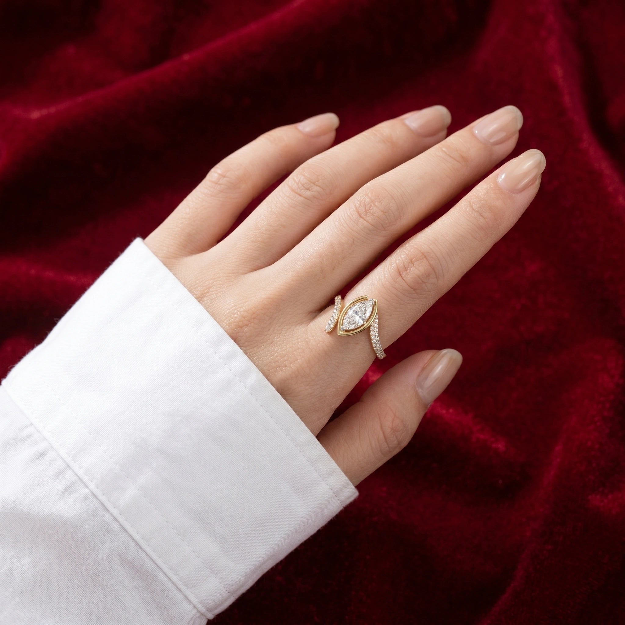 Gold Marquise Glow Open Ring