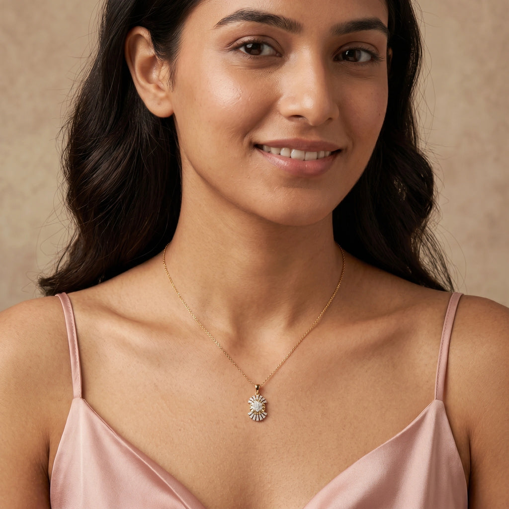 Gold Sunburst Cluster Pendant