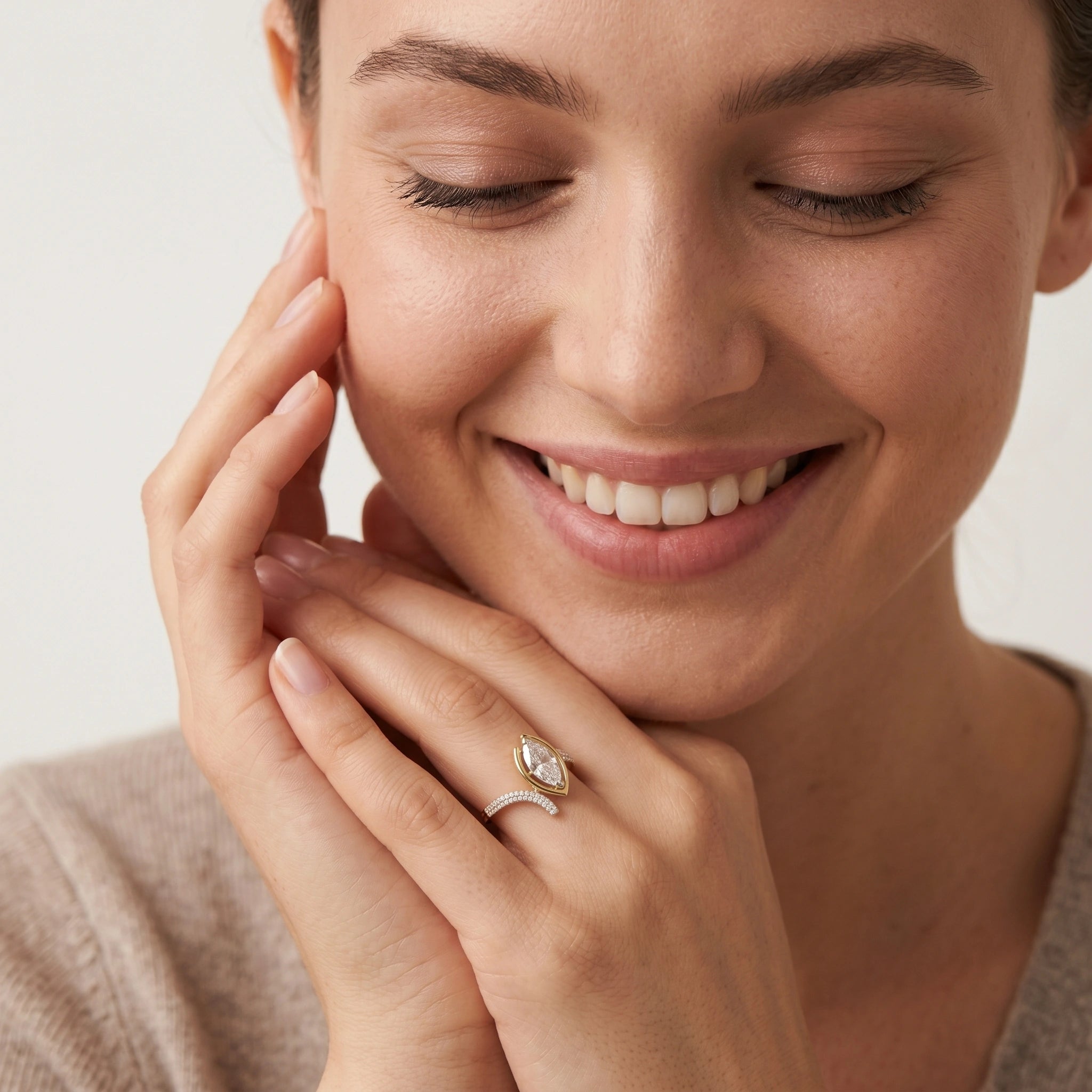 Gold Marquise Glow Open Ring