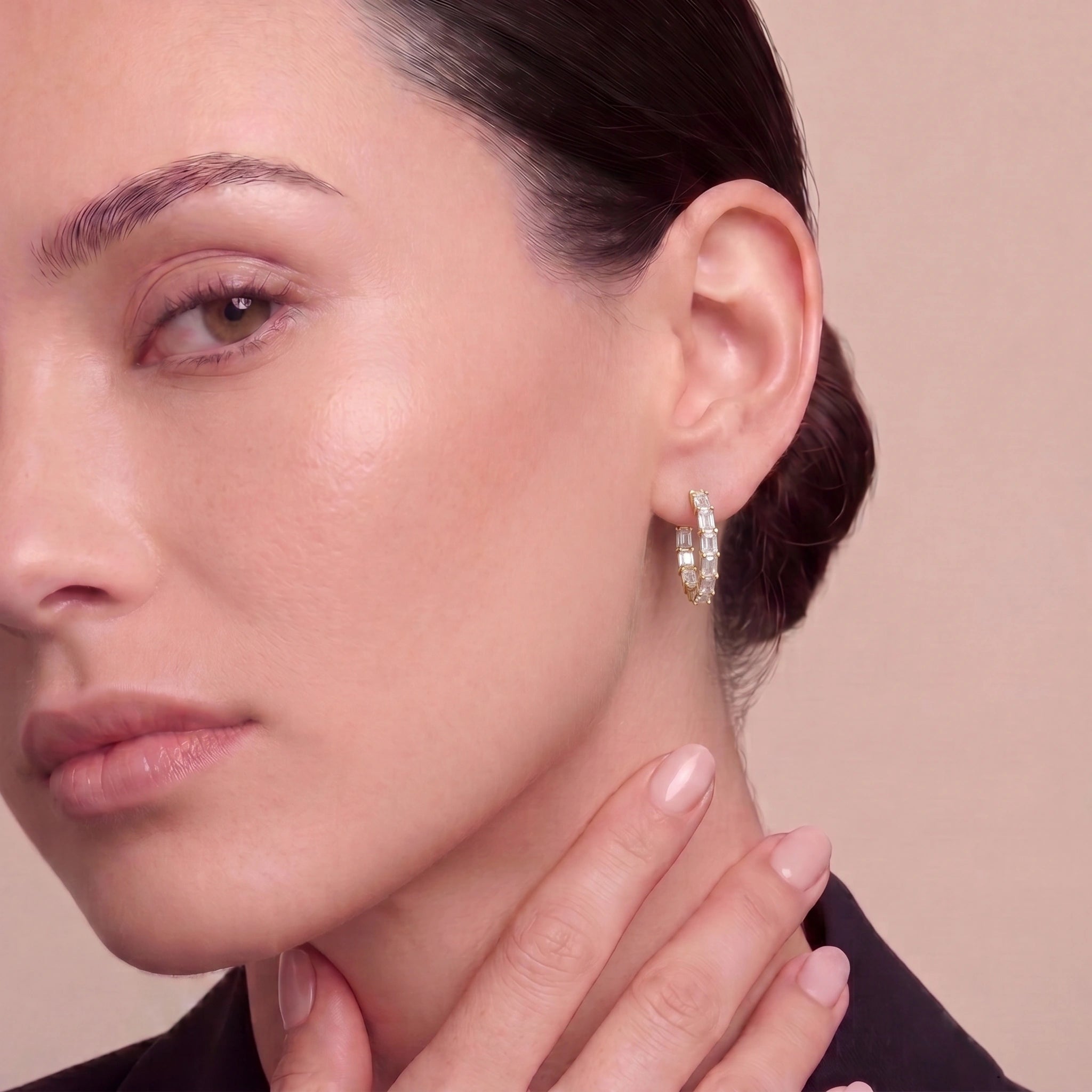 Gold Baguette Hoop Earrings