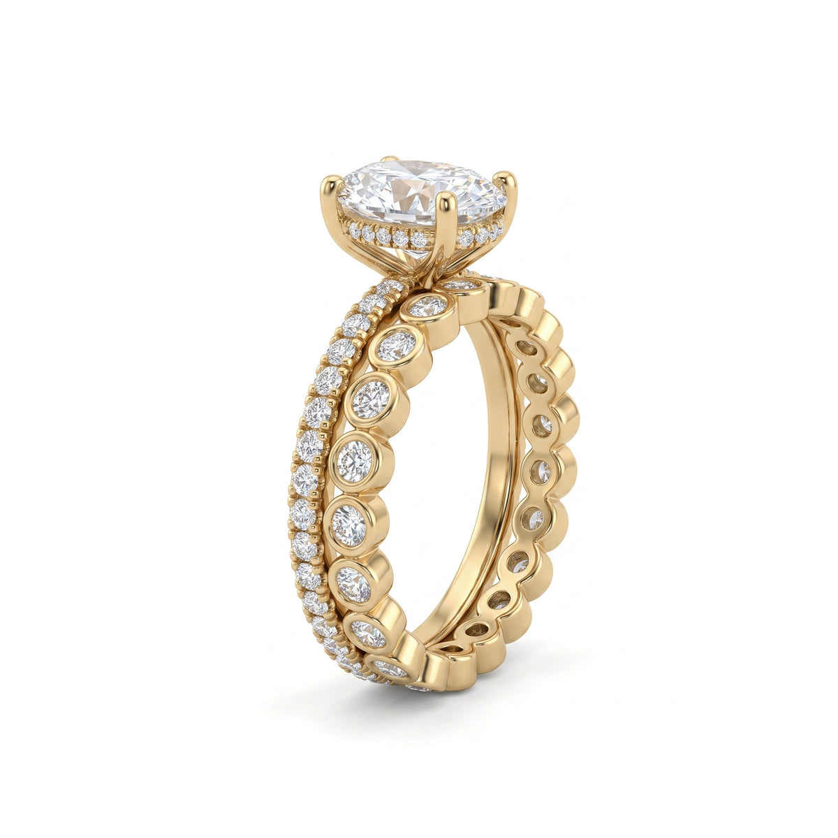 Gold Oval Halo Statement Ring