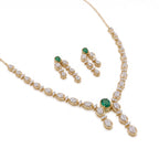 Gold Emerald Drop Necklace Set