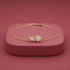 Gold Dual Pear Stone Chain Bracelet