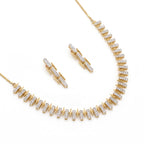 Gold Baguette Link Necklace Set
