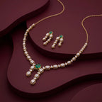 Gold Emerald Drop Necklace Set