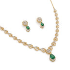 Gold Emerald Teardrop Necklace Set