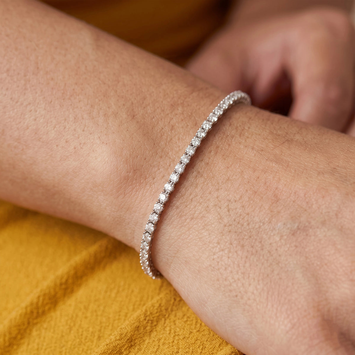 Silver Round Stone Line Bracelet