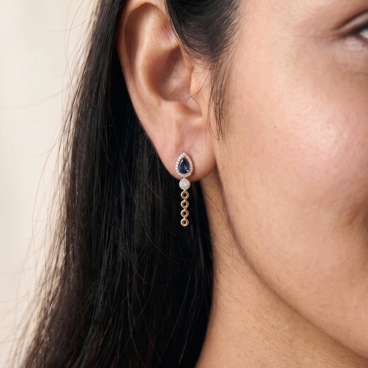 Gold Sapphire Teardrop Necklace Set