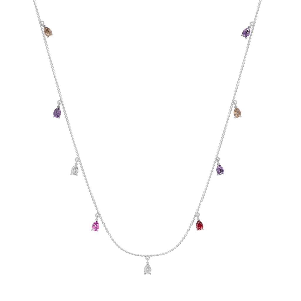 Pear shaped multi - coloured diamond necklace - 92Five