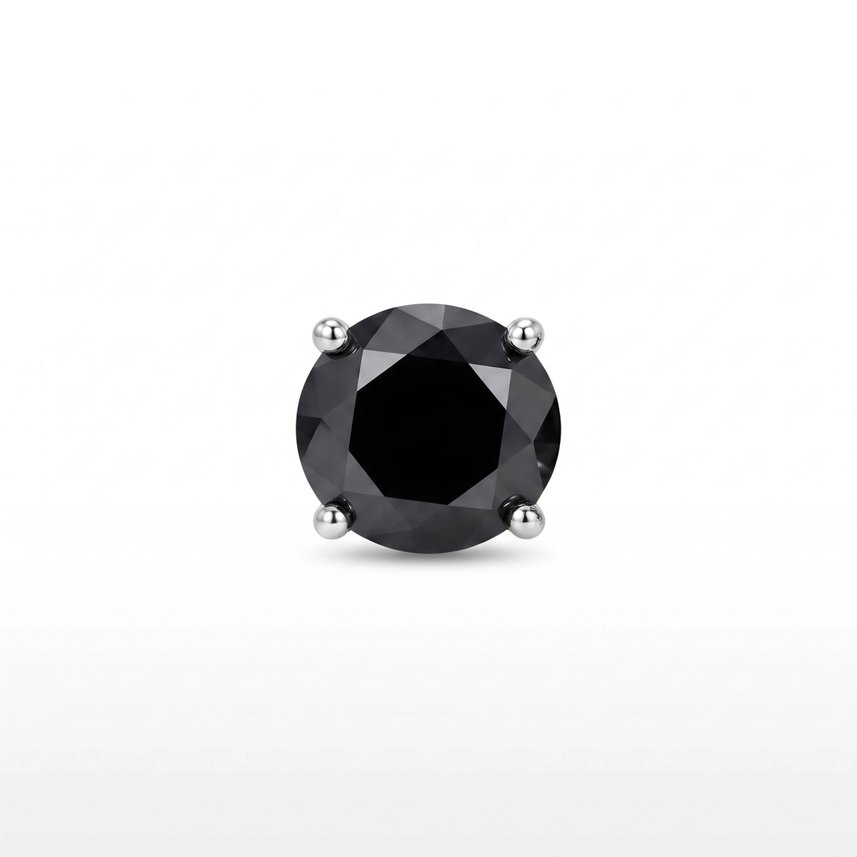 Silver Black Solitaire Stud Earrings