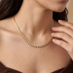 Gold Baguette Link Necklace Set