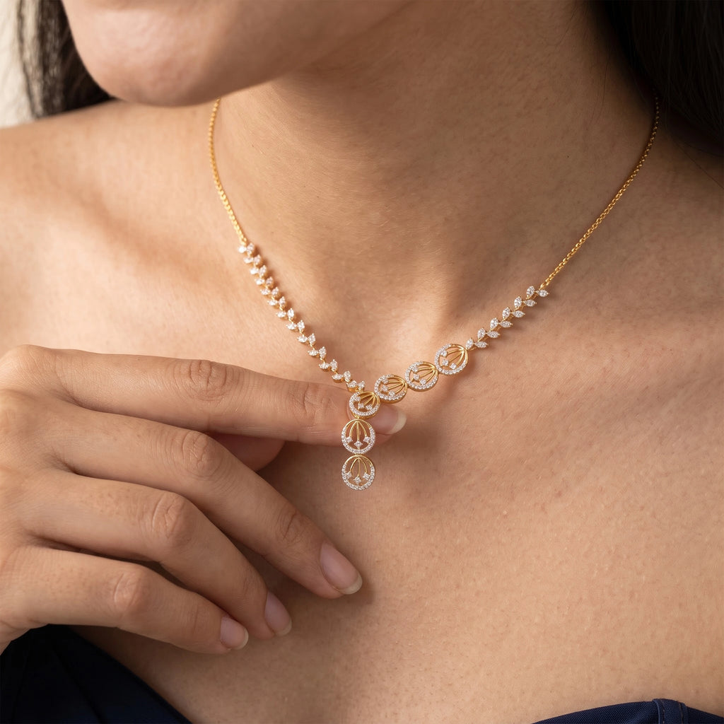 Gold Teardrop Cascade Necklace Set