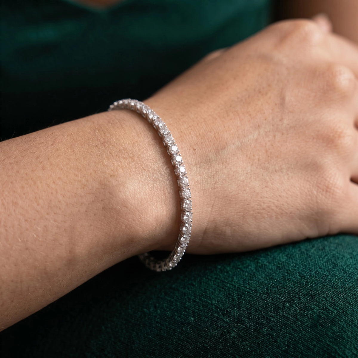 Silver Round Tennis Bracelet