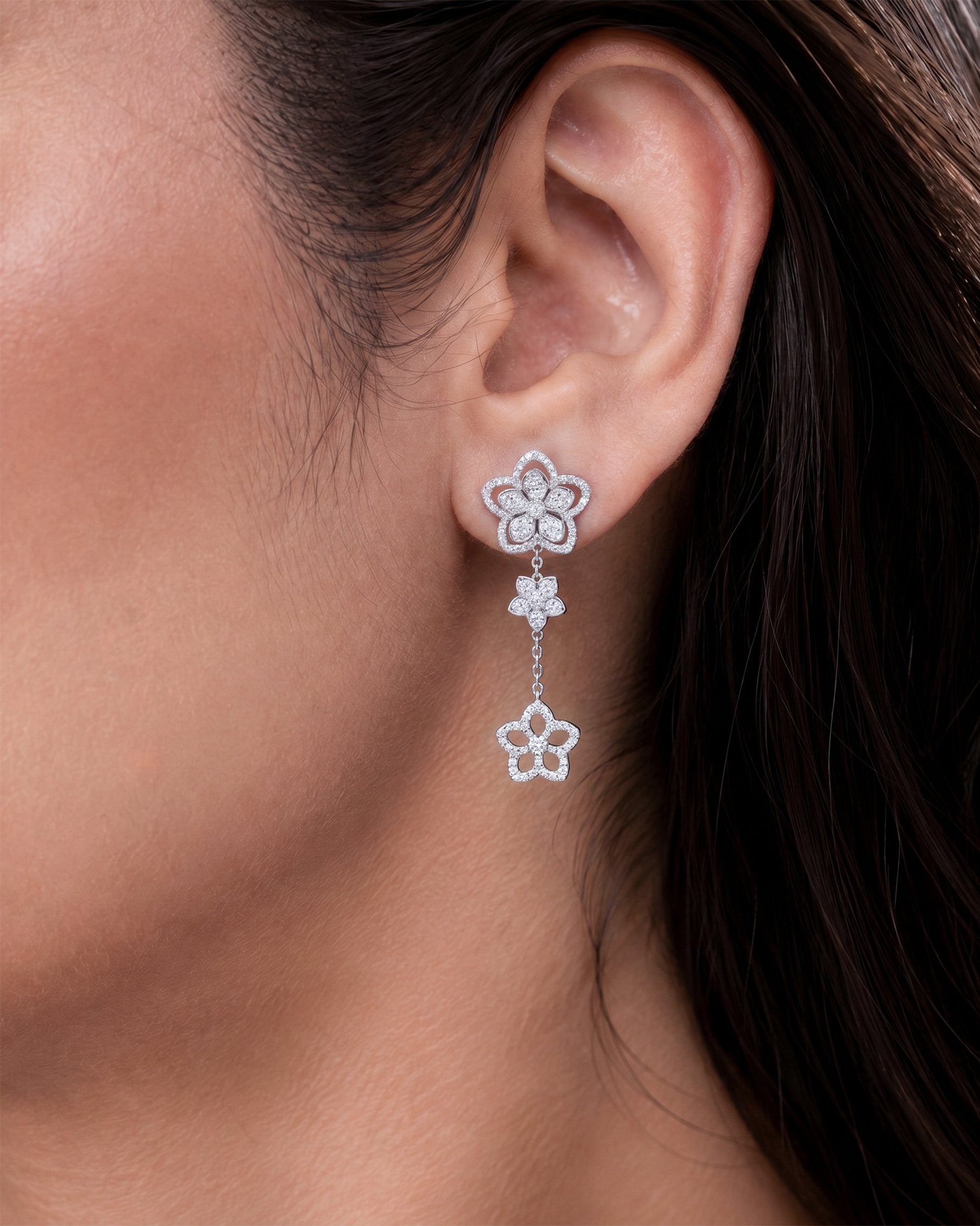 Silver Floral Cascade Set