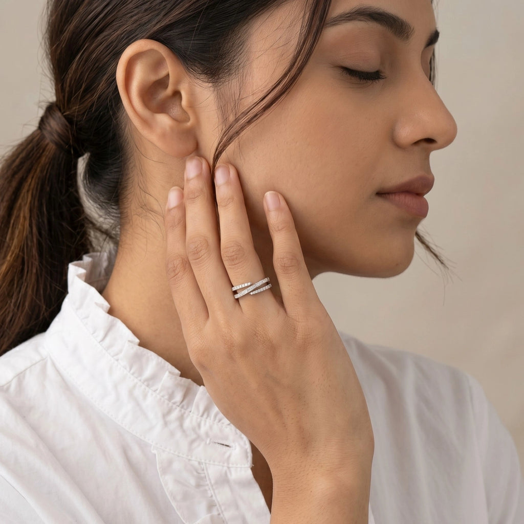 Silver Triple Wrap Baguette Coil Ring