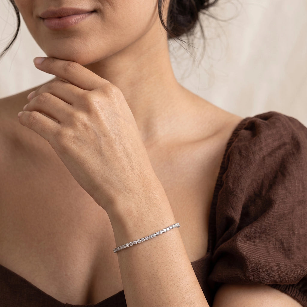 Silver Round Cut Tennis Bracelet