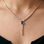 Gold Sapphire Teardrop Necklace Set