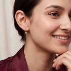 Gold Solitaire Drop Hoop Earrings