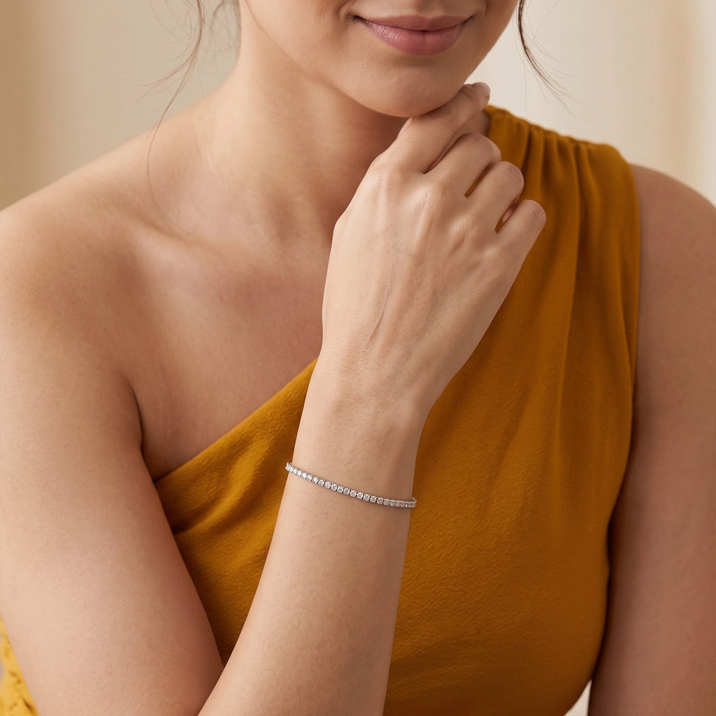 Silver Round Stone Line Bracelet
