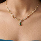 Gold Emerald Teardrop Necklace Set