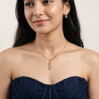Gold Teardrop Cascade Necklace Set