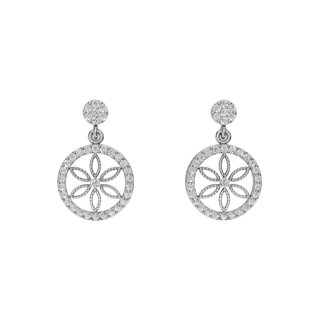 Floral Circle 925 Silver Pendant & Earring Set – 92Five - 92Five
