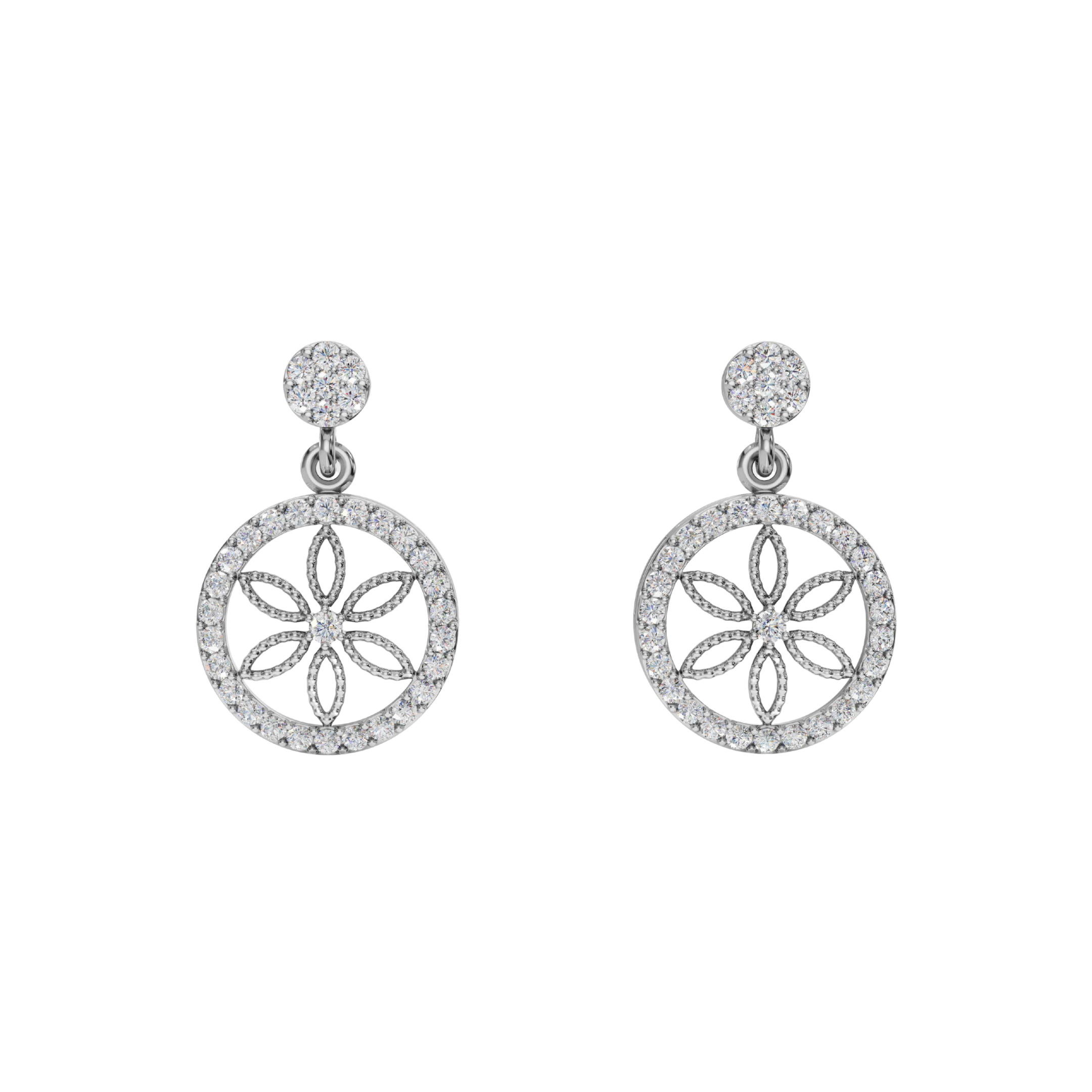 Floral Circle 925 Silver Pendant & Earring Set – 92Five - 92Five