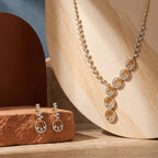 Gold Teardrop Cascade Necklace Set