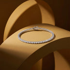 Silver Round Stone Line Bracelet