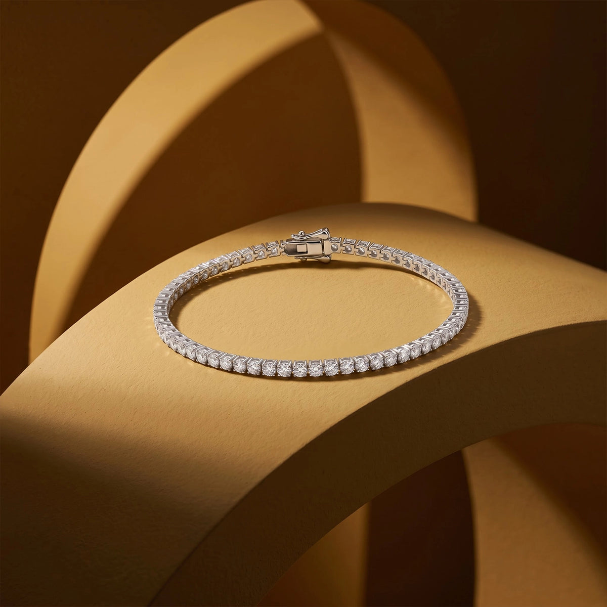 Silver Round Stone Line Bracelet