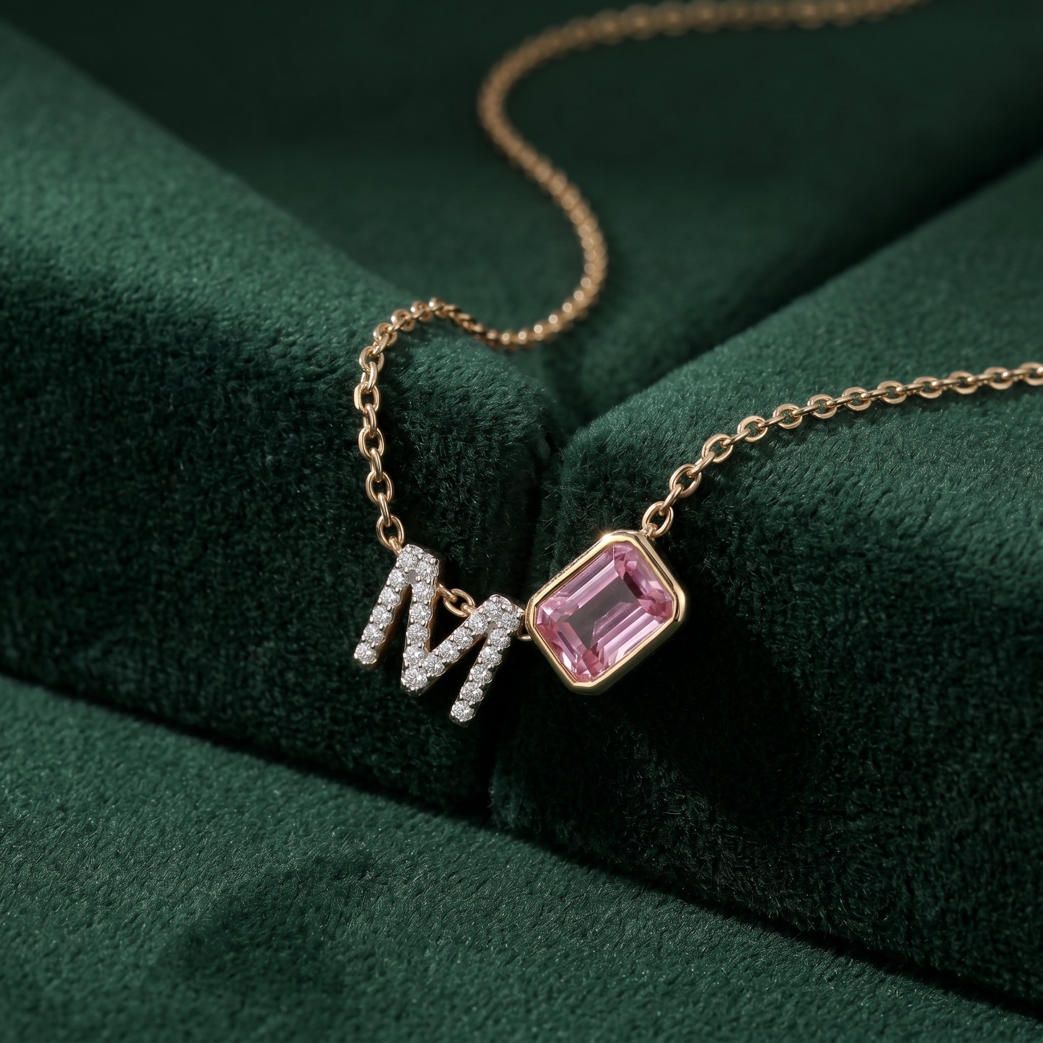 Gold Pink Initial Pendant