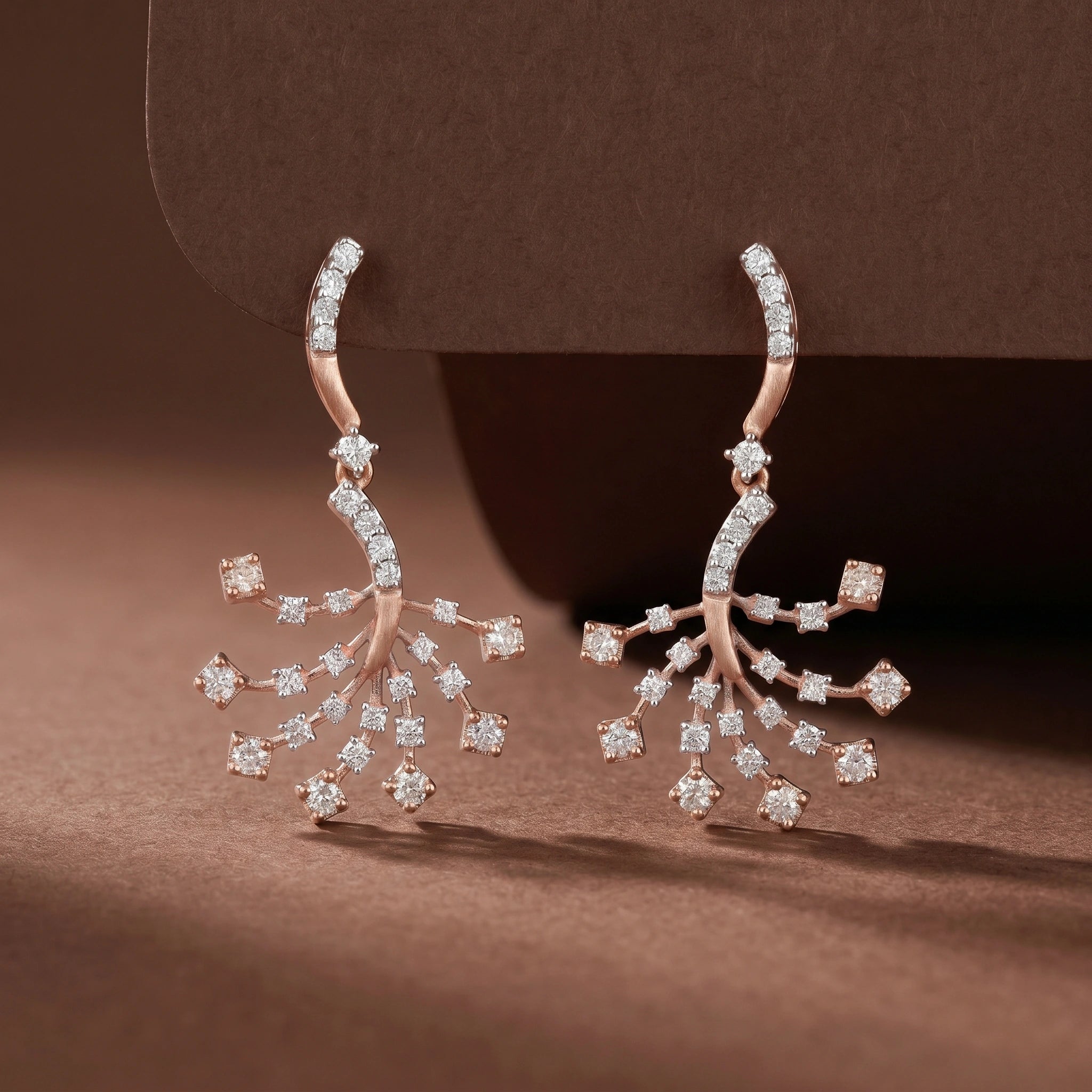 Rose Gold Fan Drop Earrings