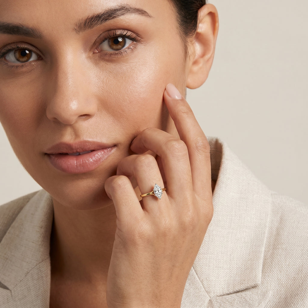 Gold Marquise CZ Elegance Ring
