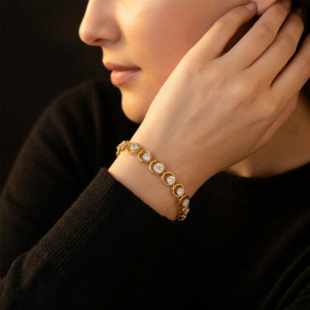 18KT Gold Circle Link Bracelet