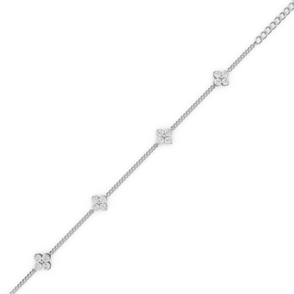 Four Flower Shaped Diamond Bracelet