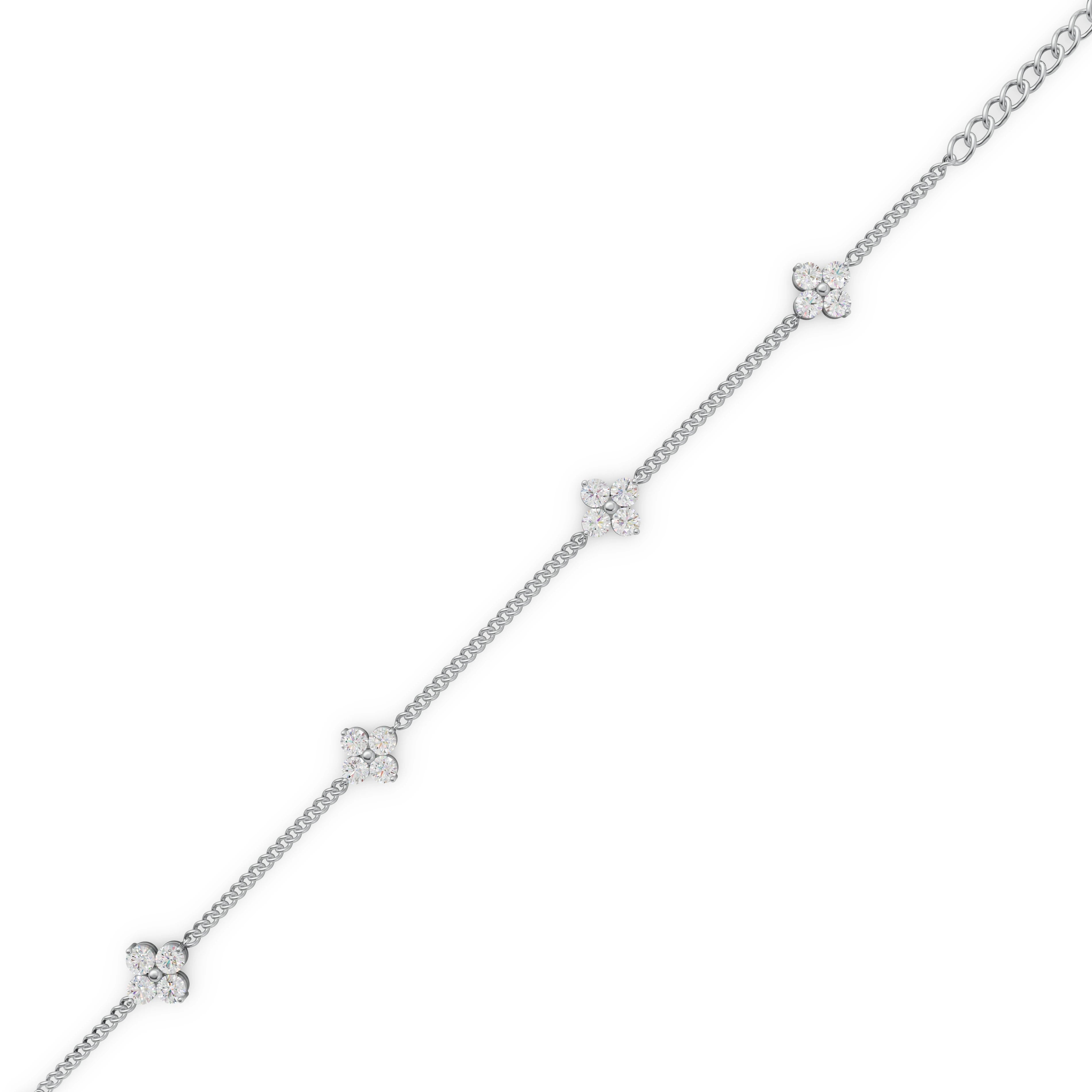 Four Flower Shaped Diamond Bracelet