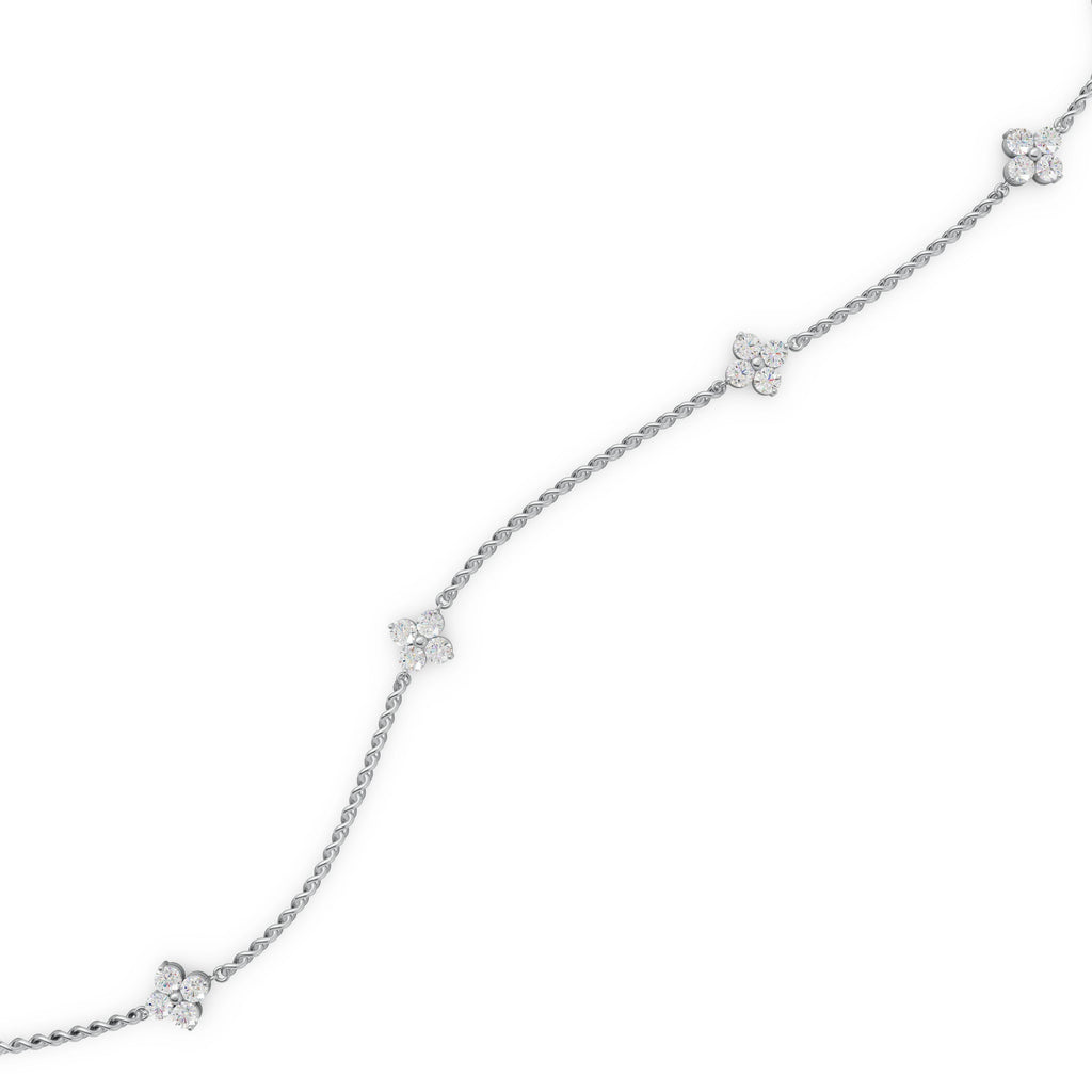 Four Flower Shaped Diamond Bracelet