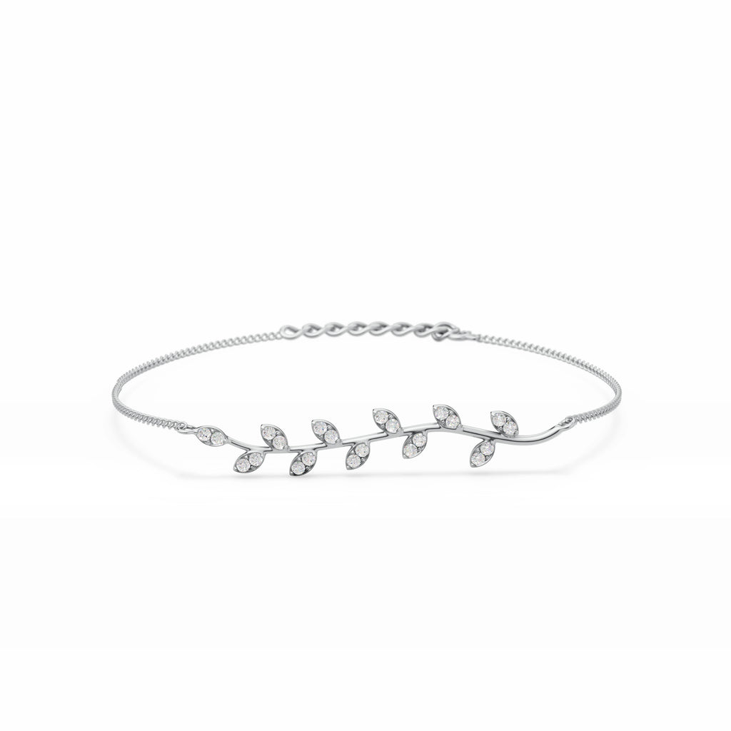 Handcrafted Flower Leaf Diamond Bracelet