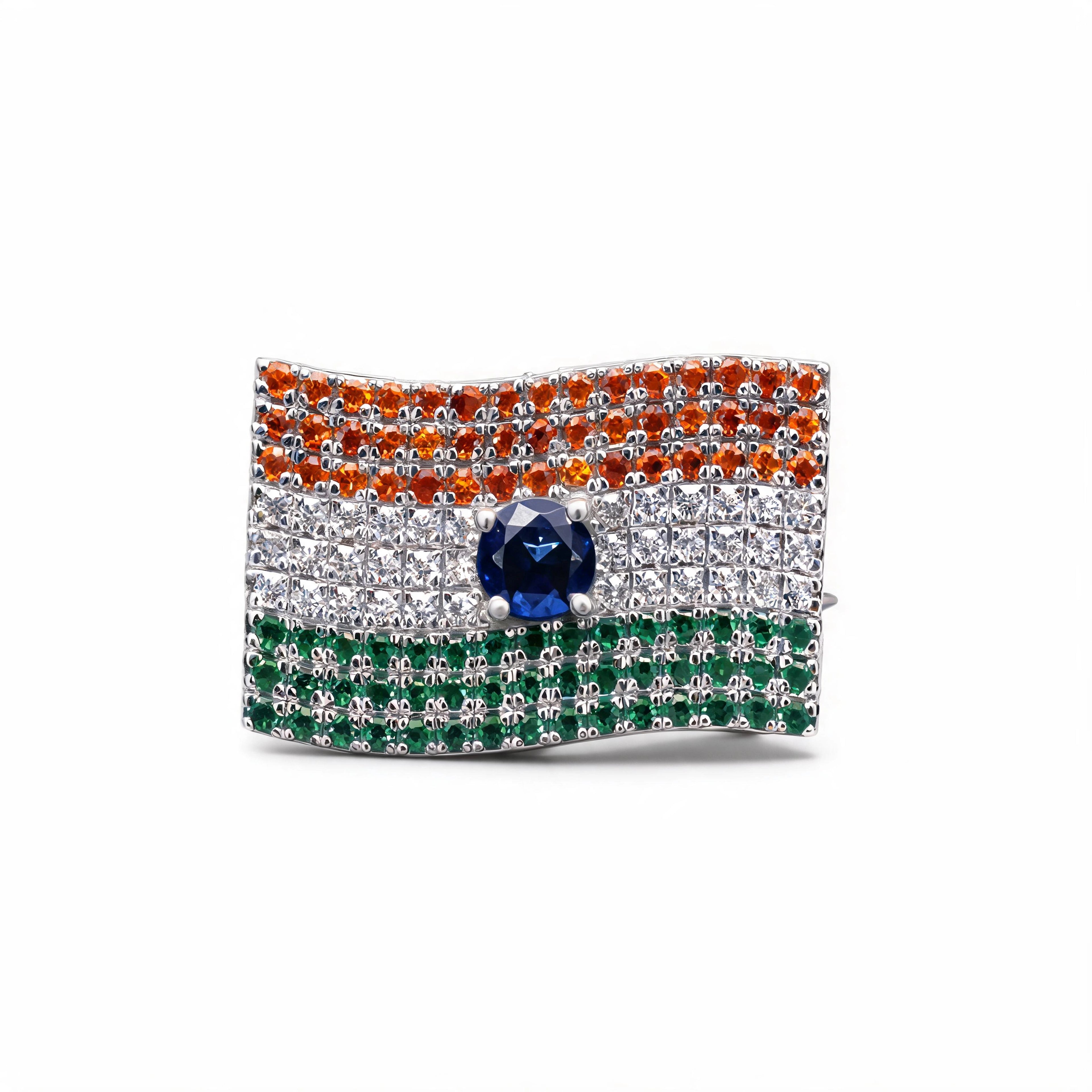 Silver Indian Flag Brooch