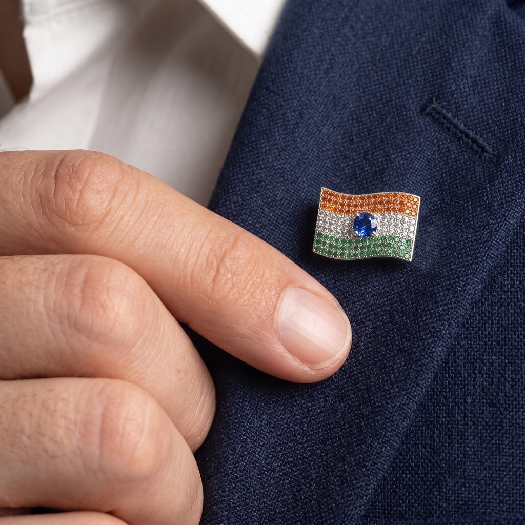 Silver Indian Flag Brooch