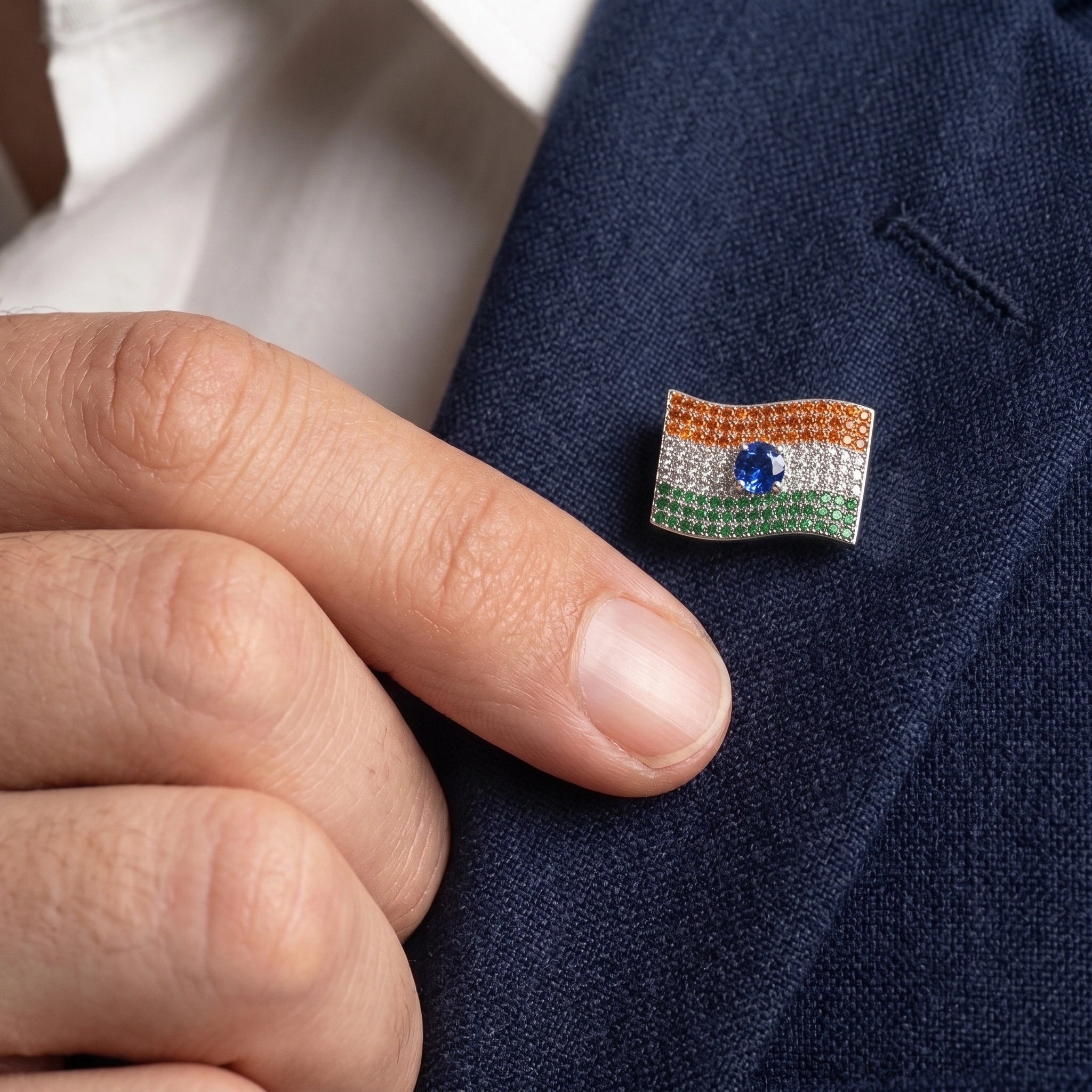 Silver Indian Flag Brooch