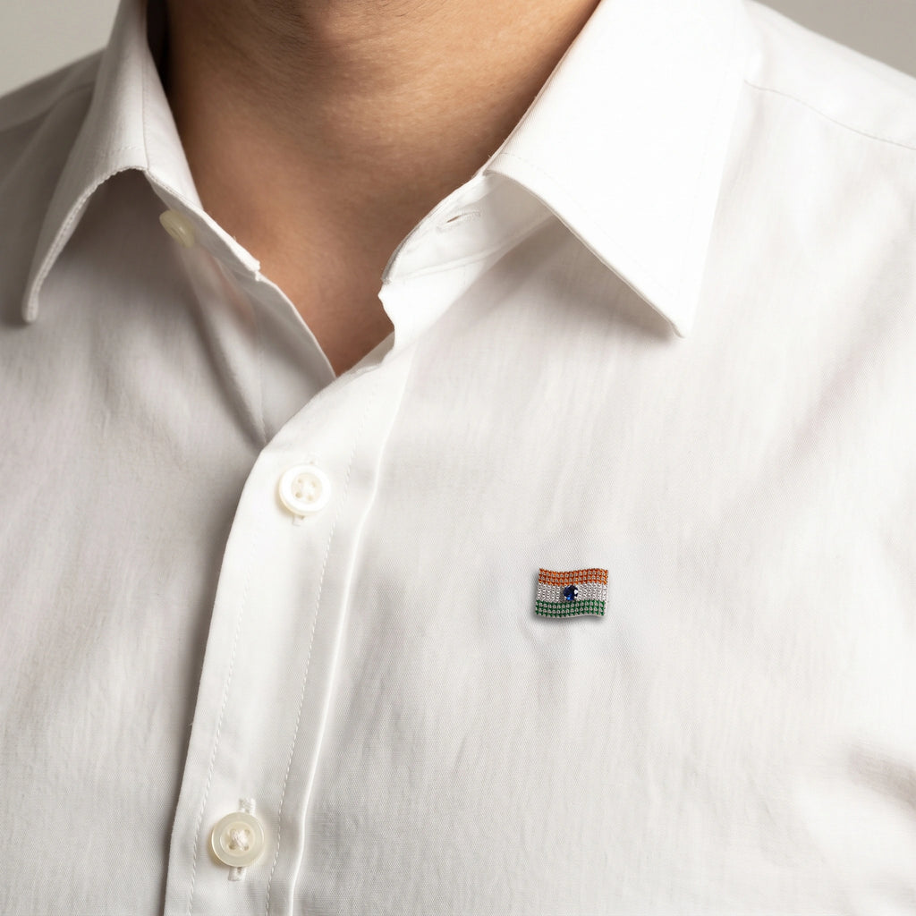 Silver Indian Flag Brooch